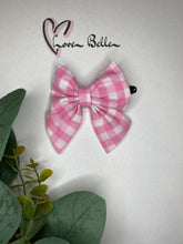 Load image into Gallery viewer, Large Pink Gingham cotton bow
