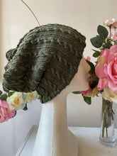 Load image into Gallery viewer, Slouch beanie Adult | Cable-knit Olive green
