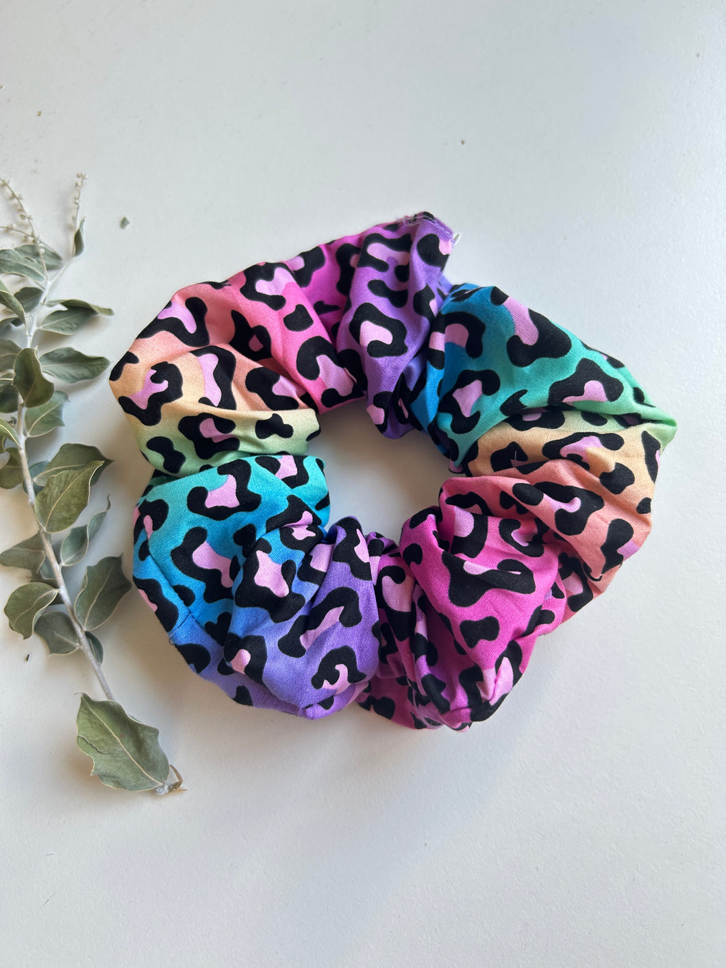 Rainbow leopard Scrunchie