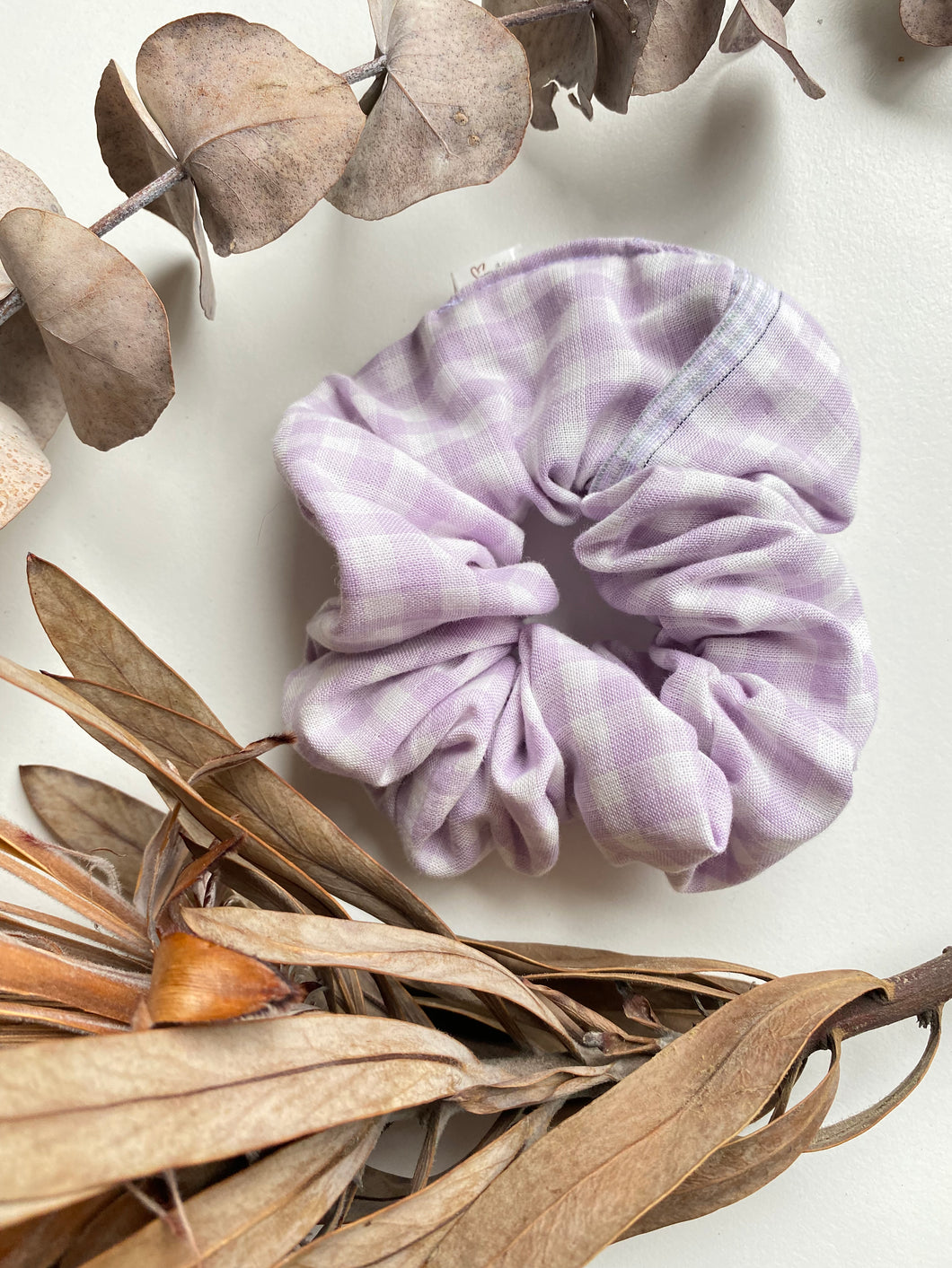 Purple Vintage gingham Scrunchie